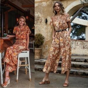 Spell & The Gypsy Floral Boho Romper Button Front NWT Size S